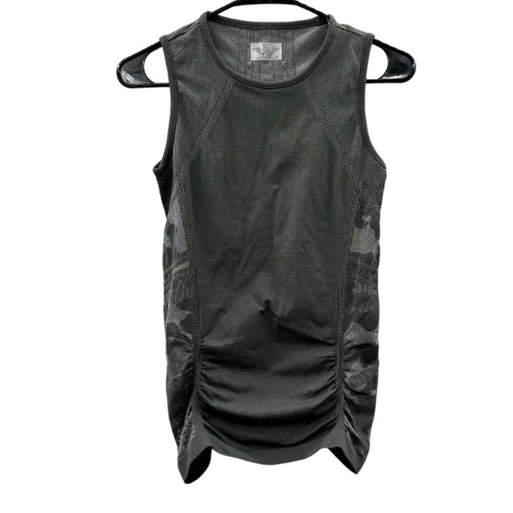 Athleta Camo Gray Fastest‎ Track Sleeveless Muscle Ruched Tank Top Size XS - Picture 3 of 9
